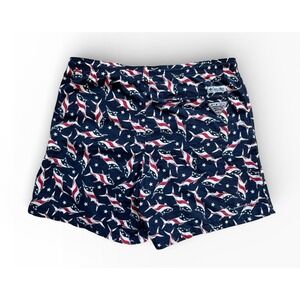 Columbia PFG Swim Shorts Small Lined Outdoor Beach Red White Blue Fish Men's